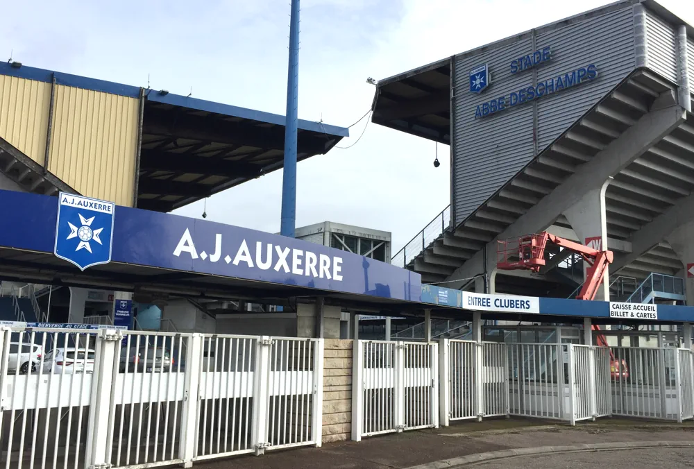 In front of AJ Auxerre's home stadium Stade de l'Abbé-Deschamps